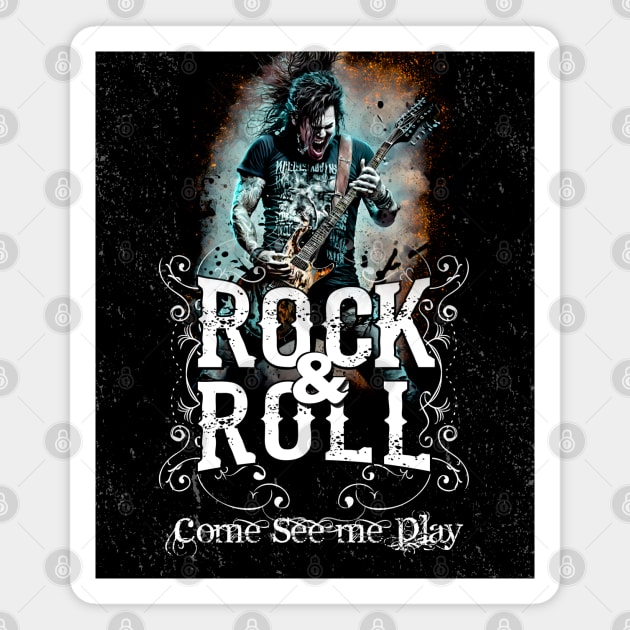 Rock and Roll: Come See Me Play! No. 1 on a Dark Background Magnet by Puff Sumo